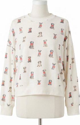 Z Supply Elle Puppy Love Long Sleeve Top In Vanilla Ice