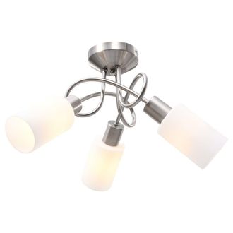 Berkfield Home Ceiling Lamp with Ceramic Shades for 3 E14 Bulbs White Cone