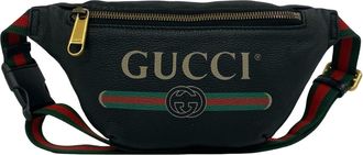 Gucci Black Green Red Color Leather Sling Bag (Pre-Owned)