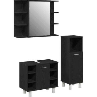 vidaXL Vidaxl Juego De Muebles De Ba&ntilde;o 3 Pcs Negro 30 X 30 X 99,5 Cm