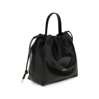 Chlo&eacute; Lambskin Drawstring Shoulder Bag - Black