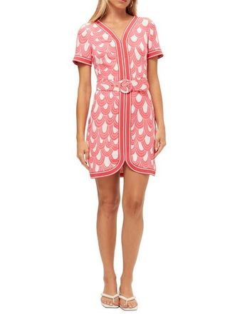 Trina Turk Belted Motion Dress in Coral Crush/whitewash at Nordstrom, Size 12