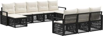vidaXL Conjunto De Sof&aacute;s De Jard&iacute;n 10 Uds. Negro Rat&aacute;n Sint&eacute;tico Vidaxl