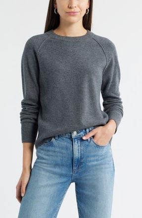 Caslon Raglan Sleeve Wool & Cashmere Sweater in Grey Dark Heather at Nordstrom Rack, Size Large