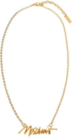 Moschino Logo Necklace - Dames - Kettingen - Geel - ONE Size - Leer - Accessoires