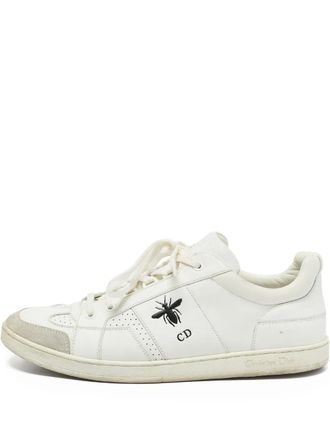 Dior leather bee-emblem sneakers - White