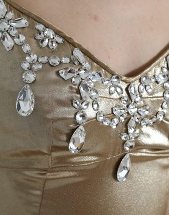 Dolce & Gabbana Crystal-Embellished Silk Gown - Gold