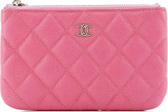 Chanel Classic O Case Quilted Caviar Mini pouch - Pink