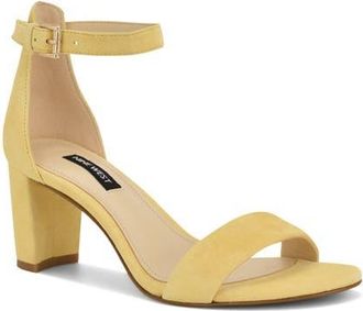Nine West Pruce Ankle Strap Sandal in Light Yellow Suede at Nordstrom, Size 6.5