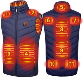 Generic Electric Heated Vest, USB Rechargeable Heated Waistcoat Winter Body Warmer Jacket Heated Gilet Washable Coat for Outdoor Activities (Power Bank Not) (