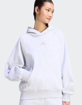 adidas adidas kit - Felpa con cappuccio grigio chiaro m&eacute;lange con logo piccolo