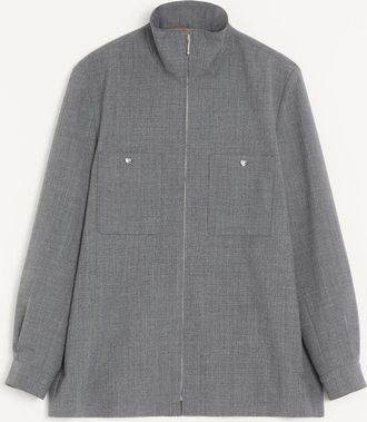 Valentino Giacca camicia Valentino in lana moulin&eacute; Uomo NERO/GRIGIO 46
