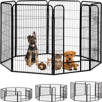 Relaxdays Relaxdays - Jaula Perro, Cachorro Y Animales Peque&ntilde;os Para Interior Y Exterior, Acero, Negro, 120 X 76,5 X 235 Cm