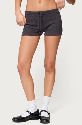 Edikted Nella Cable Stitch Shorts in Dark-Gray at Nordstrom, Size X-Small