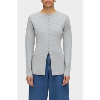 Aligne Daphne Split Hem Organic Cotton & Wool Blend Cardigan in Grey at Nordstrom Rack, Size 2