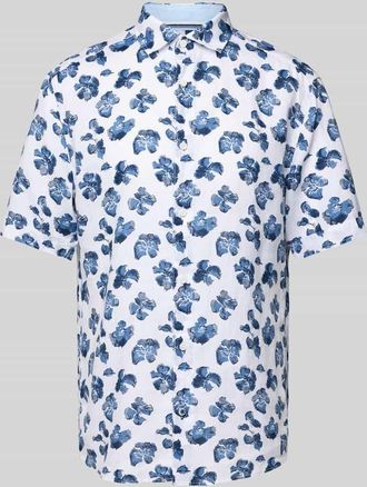 Olymp Level 5 Regular Fit Leinenhemd mit Haifischkragen in Weiss, Gr&ouml;&szlig;e M