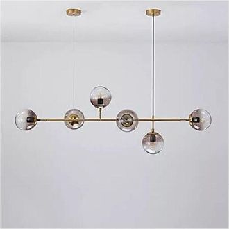 Trade Shop Trade Shop - Lampadario Sospensione 6 Sfere Attacco E27 In Vetro Lampada In Metallo Oro 71645