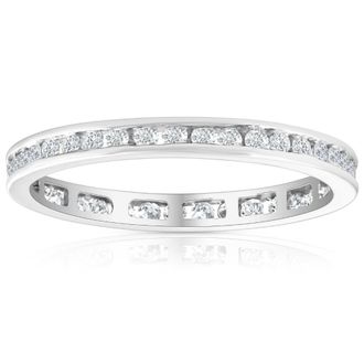 Pompeii3 1/2 Ct Round Diamond Ladies Eternity Wedding Ring 10k White Gold