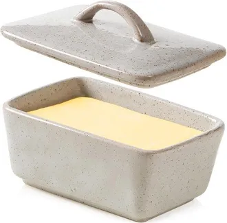 OEM Mantequera De Cer&aacute;mica Con Tapa Para Encimera, Mantequera Europea Vintage Con Tapa, Mantequera Con Tapa, Apta Para 1 Barra (gris, Talla &Uacute;nica)