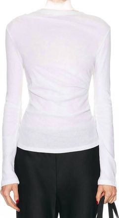 Enza Costa Cashmere Jersey Draped Long Sleeve Crew Top In White