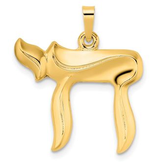 Diamond2Deal 14k Yellow Gold Polished Hollow Chai Symbol Pendant