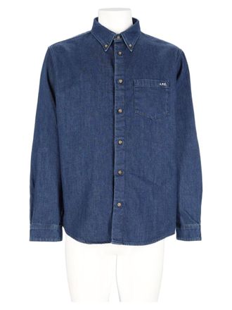 A.P.C. Multicolour Button-Up Denim Texture Organic Cotton Shirt