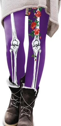 Generic Halloween Leggings for Women UK Funny Striped Spider Pumpkin Ghost Skeleton Rose Graphic Printed Workout Holiday Party Casual Yoga Pants Elastic High 