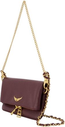 Zadig&Voltaire Womens Rock Nano Crossbody - Zadig & Voltaire Leather Burgundy Cowhide Bags Crossbodies