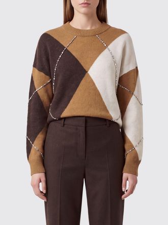 Liu Jo Maglia girocollo in misto lana e alpaca con motivo a rombi