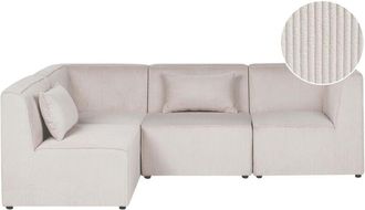 Beliani Modular Right Corner 4 Seater Sofa Beige Corduroy 4 Seater Sectional Sofa Modern Design LEMVIG
