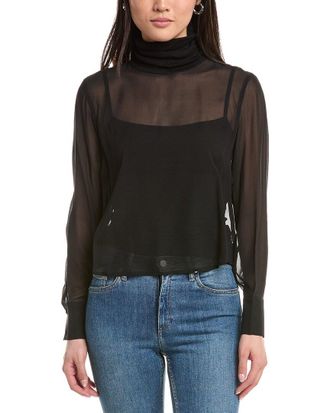L'agence Lagence Toulon Mix Turtleneck Silk Top