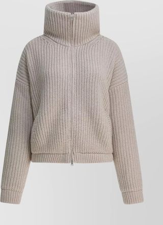 Herno textured knit high collar cardigan