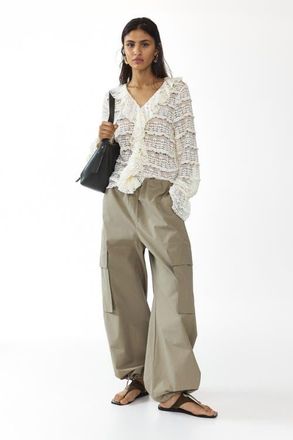H&M Lace-look jersey blouse in Cream at Nordstrom, Size Medium