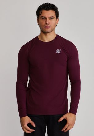 Siksilk Mens Burgundy Essentials LS T-Shirt XXL
