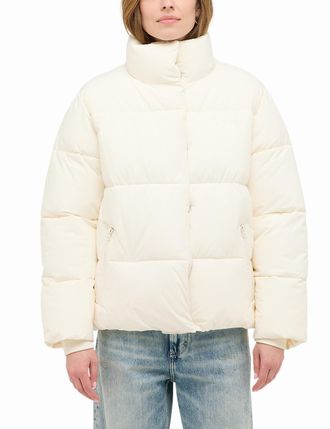 Mustang Outdoorjacke MUSTANG Damen Style Gillian, Damen, Gr. XL, sanftes wei&szlig;, Popeline, 100% Polyester, unifarben, relaxed fit, Jacken Outdoorjacke