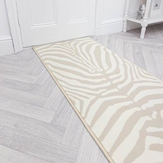 Runrug Hallway Carpet Runner Rug - Soft & Comfy, 9mm - Zebra in Beige | Size: 60 cm x 390 cm