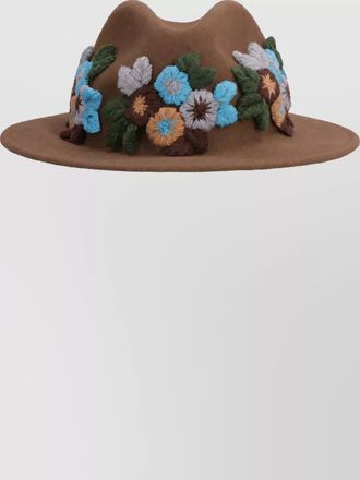 Tu Liz&eacute; wool floral-embroidered fedora hat