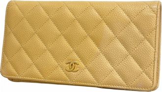 Chanel Light Brown Grained Calfskin Long Wallet (Bi-Fold) (Pre-Owned)