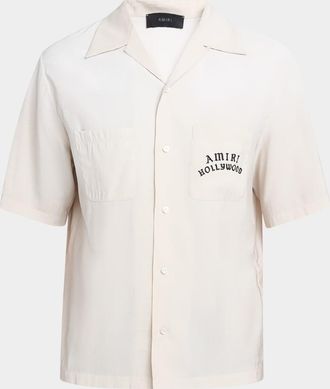 Amiri Mens Hollywood Logo Bowling Shirt
