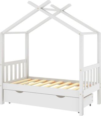 vidaXL Estructura de cama niños y cajón madera maciza blanca 70x140 cm Vidaxl