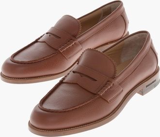 Dsquared2 Hammered Leather Penny Loafers Dsquared2