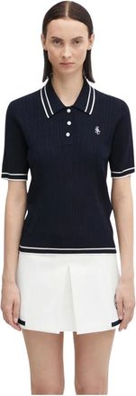 Sporty & Rich Tops, Dames, Blauw, M, Polyester, SRC Mini Cable Polo