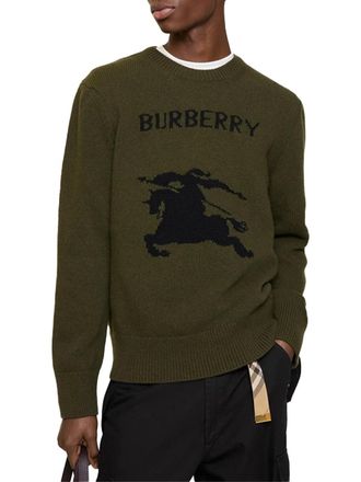 Burberry Logo-Knit Wool-Cashmere Sweater - Green