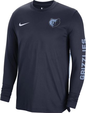 Nike x NBA Memphis Grizzlies Dri-FIT Pregame Long Sleeve T-Shirt Navy FB3483-419