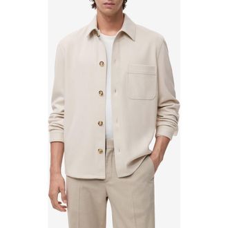 Mango Regular Fit Flannel Overshirt in Ecru at Nordstrom, Size Xx-Large