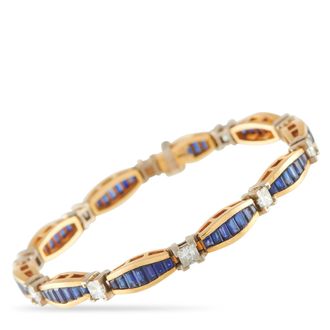 Luxury Bazaar 18K Yellow Gold 2.50ct Diamond and Sapphire Bracelet MF09-090226