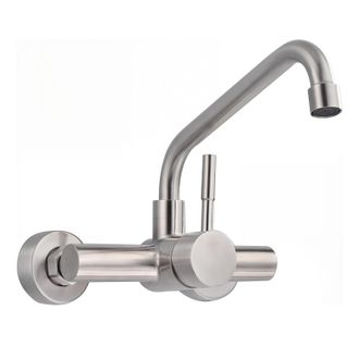 OEM Grifo De Cocina Mural Con 2 Modos, Mezclador Mural Giratorio De 360&deg;, Monomando Empotrado En Acero Inoxidable 304 Con Aireador Extra&iacute;ble (cepillado)