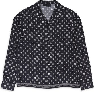 Amiri MA REPEAT LOGO LONG-SLEEVE CAMP BLACK/WHITE DRESS SHIRTS