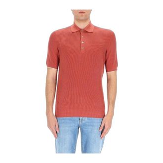 Brunello Cucinelli Geribbelde katoenen polo - Heren - Tops - Rood - Maat: 3XL Katoen