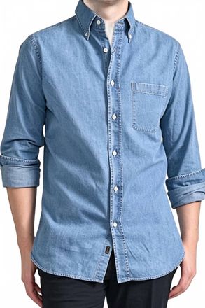 Moorer Mens Rolf Button-Down Shirt In Denim